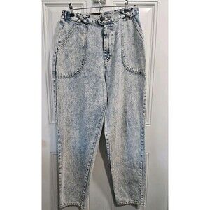90's Y2k Acid Wash  High-rise Barrel Leg JEANS  Women's SS EXPRESS. SZ 11/12